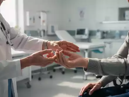 Eine Ergotherapeutin hilft einem Patienten bei einer Handübung in einer modernen Rehabilitationseinrichtung. - Foto: über boerse-global.de
