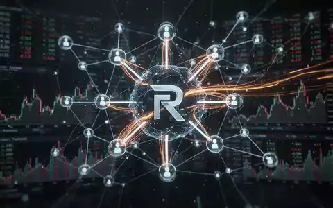 Digitale Illustration eines Blockchain-Netzwerks mit leuchtenden Linien, Finanzcharts und Aktientickern für DeFi und tokenisierte Vermögenswerte. - Foto: über boerse-global.de