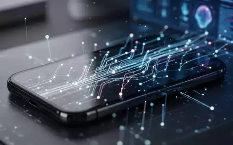 Nahaufnahme eines modernen Smartphone-Bildschirms mit abstrakten, leuchtenden Linien und Knoten, die Daten und KI-Integration symbolisieren. - Foto: über boerse-global.de