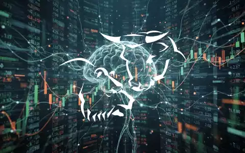 Abstrakte Darstellung von künstlicher Intelligenz und Finanzhandel mit leuchtenden neuronalen Netzwerken und Datenströmen. - Foto: über boerse-global.de