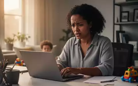 Ein Elternteil arbeitet im Homeoffice am Laptop, im Hintergrund ein Kinderspielzeug. Symbolisiert die Herausforderungen der Vereinbarkeit von Beruf und Familie. - Foto: über boerse-global.de