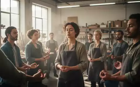 Eine Gruppe von Menschen in einem modernen Workshop-Raum, die an einer Achtsamkeitsübung teilnehmen, mit einem Gefühl von Ruhe und Konzentration. - Foto: über boerse-global.de