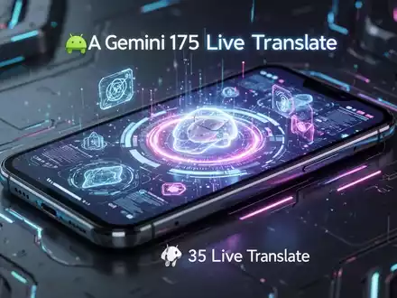 Nahaufnahme eines modernen Smartphone-Bildschirms mit abstrakter, leuchtender Oberfläche und KI-Symbolen, die Android 17 und Gemini 3.5 darstellen. - Foto: über boerse-global.de