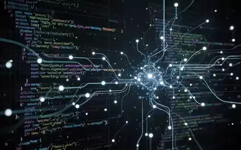 Abstrakte Darstellung von Datenfluss und Code auf einem dunklen Hintergrund, der Open-Source-Konzepte für Produktivität symbolisiert. - Foto: über boerse-global.de