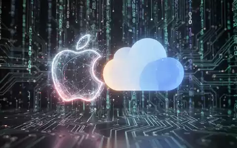Holografische Apple- und Google-Cloud-Logos verschmelzen, umgeben von Datenströmen und Leiterplattenmustern. - Foto: über boerse-global.de