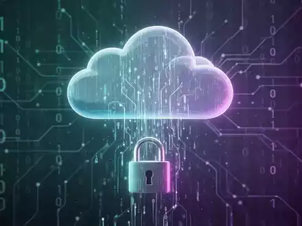 Eine stilisierte digitale Wolke mit Daten, die in ein Vorhängeschloss-Symbol fließen, um Speicherlimits und Sicherheit darzustellen. - Foto: über boerse-global.de