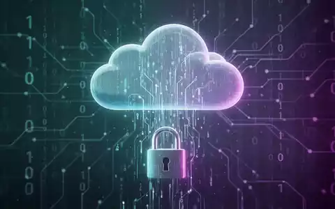Eine stilisierte digitale Wolke mit Daten, die in ein Vorhängeschloss-Symbol fließen, um Speicherlimits und Sicherheit darzustellen. - Foto: über boerse-global.de
