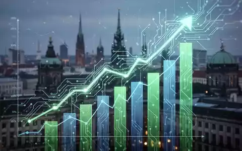 Eine stilisierte, leuchtende neuronale Netzwerkgrafik, die in ein aufwärts gerichtetes Balkendiagramm integriert ist und Start-up-Wachstum symbolisiert. - Foto: über boerse-global.de