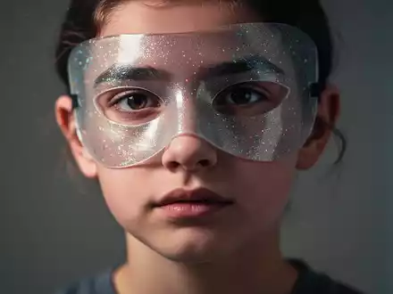 Ein Gesicht, dessen obere Hälfte von einer durchscheinenden Maske verdeckt wird, symbolisiert das Verbergen neurodivergenter Merkmale. - Foto: über boerse-global.de