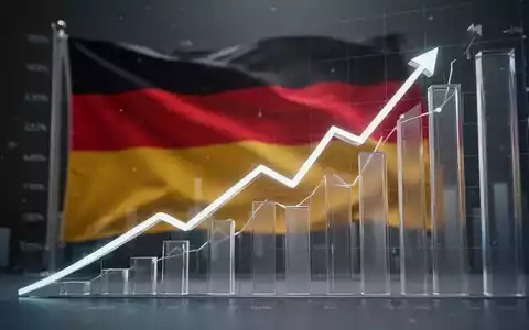 Eine deutsche Flagge ist subtil in ein modernes, minimalistisches Finanzdiagramm integriert, das einen Aufwärtstrend zeigt. - Foto: über boerse-global.de
