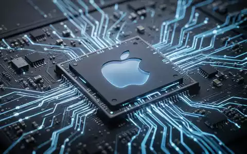 Nahaufnahme eines Mikrochips mit leuchtend blauen Linien, Symbol für die Zusammenarbeit zwischen Apple und Broadcom bei kundenspezifischen Halbleitern. - Foto: über boerse-global.de