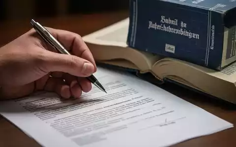 Eine Hand hält einen Stift über ein juristisches Dokument, daneben liegt ein geöffnetes deutsches Gesetzbuch. Die Szene vermittelt rechtliche Prüfung. - Foto: über boerse-global.de