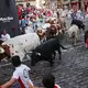 Die Stierhatzen im nordspanischen Pamplona sind schnell und gefährlich. Beim ersten von acht Läufen gab es zum Glück nur Leichtverletzte. Die Bullen aber sterben am späten Nachmittag in der Stierkampfarena. - Bild: Miguel Oses/AP/dpa
