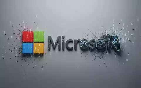 Fragmentiertes Microsoft-Logo, Teile lösen sich in Binärcode und Gaming-Controller-Symbole auf, symbolisiert Entlassungen und KI-Wandel. - Foto: über boerse-global.de