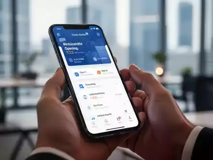 Eine Hand hält ein Smartphone mit einer Banking-App und Finanzdaten, Symbol für Online-Kontoeröffnung und digitales Banking. - Foto: über boerse-global.de