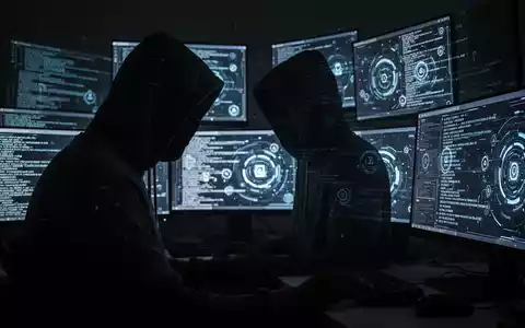 Eine dunkle, schattenhafte Figur sitzt vor mehreren leuchtenden Computermonitoren, die digitalen Code anzeigen. - Foto: über boerse-global.de