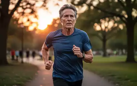 Eine Person mittleren Alters joggt bei Sonnenuntergang in einem Park, symbolisiert Bewegung zur Demenzprävention. - Foto: über boerse-global.de