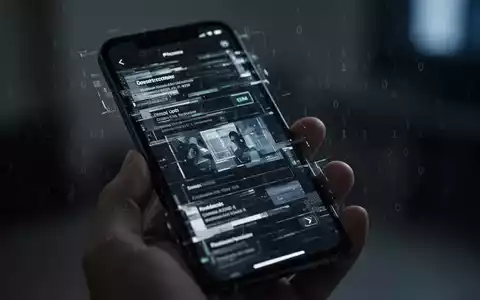 Nahaufnahme eines Smartphone-Bildschirms mit einer verzerrten Benutzeroberfläche und binärem Code, gehalten von einer Hand. - Foto: über boerse-global.de