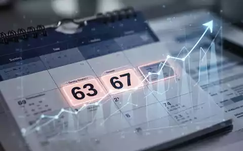 Ein Kalender oder digitaler Planer mit den hervorgehobenen Zahlen 63 und 67, im Hintergrund leicht verschwommen ein Büro. - Foto: über boerse-global.de