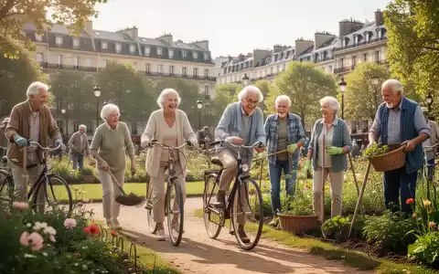 Eine vielfältige Gruppe aktiver Senioren, die sich in einem sonnigen Park bewegen, symbolisiert steigende Lebenserwartung und Wohlbefinden. - Foto: über boerse-global.de