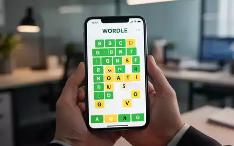 Nahaufnahme eines Smartphone-Bildschirms mit einem abgeschlossenen Wordle-Rätsel, das Wort 'SLING' in grünen Kacheln. - Foto: über boerse-global.de