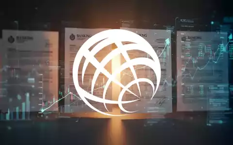 Abstrakte Szene des Bankensektors mit warmem Schein hinter verschwommenen Finanzdokumenten, die steigende Zinsen symbolisieren. - Foto: über boerse-global.de