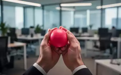 HĂ€nde, die einen Stressball halten, mit einem verschwommenen Hintergrund eines modernen BĂŒros, das Stressmanagement symbolisiert. - Foto: ĂŒber boerse-global.de