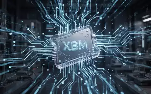 Stilisierter, transparenter Siliziumchip mit integriertem 'XBM', umgeben von leuchtend blauen Schaltkreisen und Datenströmen, vor dunklem High-Tech-Hintergrund. - Foto: über boerse-global.de