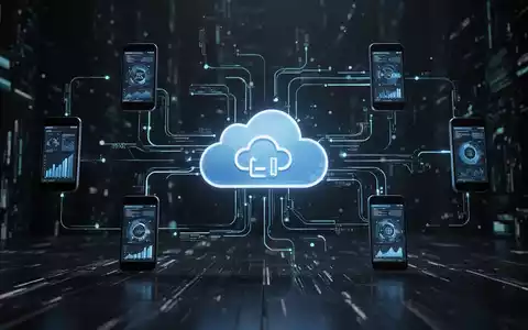 Eine stilisierte Darstellung von Daten, die von mehreren mobilen Geräten zu einem Cloud-Speichersymbol fließen. - Foto: über boerse-global.de