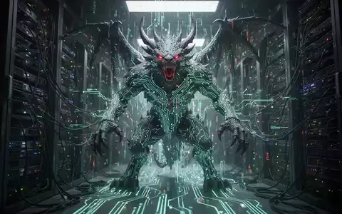 Digitale Manticore aus leuchtenden Schaltkreisen in einem dunklen Netzwerk, Symbol für eine Cybersicherheitsbedrohung. - Foto: über boerse-global.de