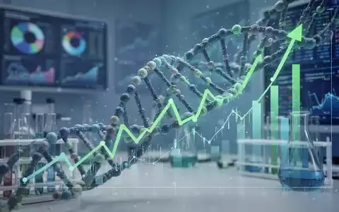 Abstrakte Darstellung von DNA und Finanzcharts, symbolisiert Pharmainnovation und Wachstum, mit Laborhintergrund. - Foto: über boerse-global.de