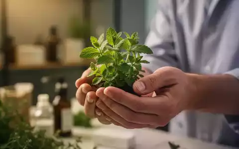 Hände halten eine kleine grüne Pflanze in einer naturheilkundlichen Praxis, symbolisiert Ausbildung und ganzheitliche Gesundheit. - Foto: über boerse-global.de
