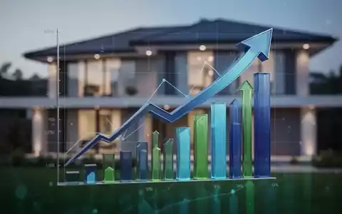 Ein stilisiertes Bild eines modernen Hauses im Hintergrund mit Finanzdiagrammen und Wachstumspfeilen im Vordergrund, die Investitionen und Wertsteigerung andeuten. - Foto: über boerse-global.de