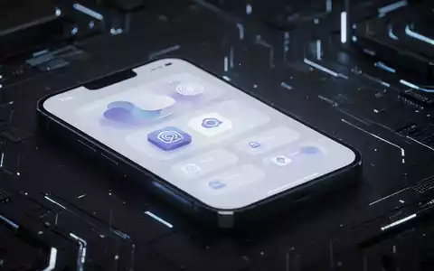 Nahaufnahme eines Smartphone-Bildschirms mit minimalistischer, moderner Benutzeroberfläche, abstrakten App-Symbolen und Widgets, die sanft leuchten. - Foto: über boerse-global.de
