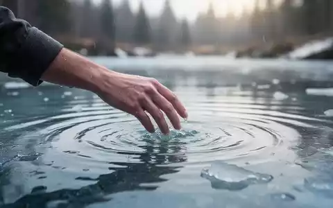 Eine Hand taucht in klares, kühles Wasser, das leichte Wellen schlägt. Eine ruhige, natürliche Umgebung im Hintergrund. - Foto: über boerse-global.de