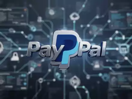 Metallenes PayPal-Logo im Fokus vor unscharfem Hintergrund digitaler Zahlungsnetzwerke, symbolisiert strategische Neuausrichtung. - Foto: über boerse-global.de