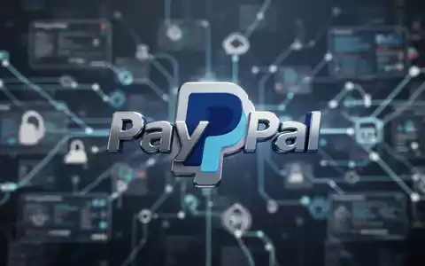 Metallenes PayPal-Logo im Fokus vor unscharfem Hintergrund digitaler Zahlungsnetzwerke, symbolisiert strategische Neuausrichtung. - Foto: über boerse-global.de