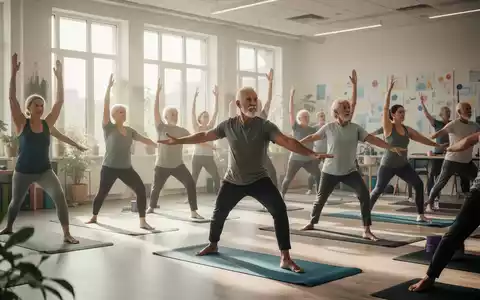 Eine vielfältige Gruppe von Menschen praktiziert Yoga in einem hellen, modernen Kursraum, der Gemeinschaft und Wohlbefinden ausstrahlt. - Foto: über boerse-global.de