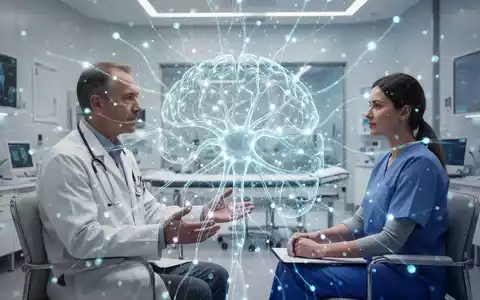 Eine abstrakte Darstellung künstlicher Intelligenz überlagert eine Arzt-Patienten-Interaktion, symbolisierend digitale Gesundheitslösungen. - Foto: über boerse-global.de
