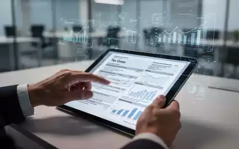 Hände interagieren mit einem digitalen Tablet, das Steuerformulare und Finanzdaten anzeigt, im Hintergrund ein unscharfes Büro. - Foto: über boerse-global.de