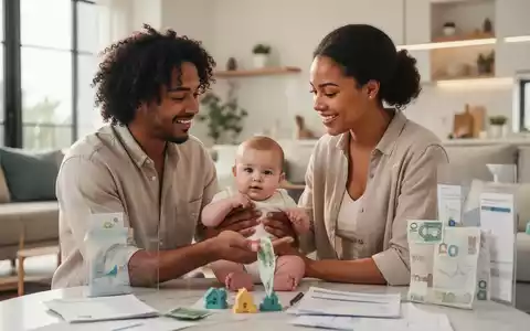 Eine junge Familie mit Baby in einem hellen Zuhause, die Eltern interagieren liebevoll mit dem Kind. Symbolisiert Elterngeldreform. - Foto: über boerse-global.de