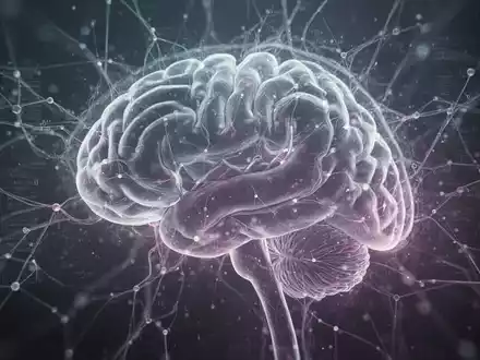 Abstrakte Darstellung von neuronalen Bahnen und einer Gehirnkontur mit überlagerten Datenpunkten, die wissenschaftliche Forschung und medizinische Implikationen symbolisieren. - Foto: über boerse-global.de