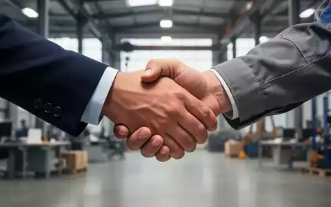 Zwei Hände, eine im Anzugärmel, die andere im Arbeitsuniformärmel, schütteln sich als Symbol für Tarifverhandlungen. - Foto: über boerse-global.de