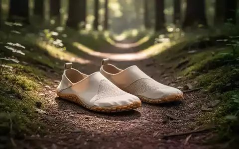 Ein Paar minimalistische Barfußschuhe aus flexiblen Materialien auf einem moosbewachsenen Waldboden im sanften Sonnenlicht. - Foto: über boerse-global.de