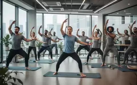 Mitarbeiter nehmen an einem betrieblichen Gesundheitsprogramm teil, das Wohlbefinden und Unternehmensstrategie symbolisiert. - Foto: über boerse-global.de