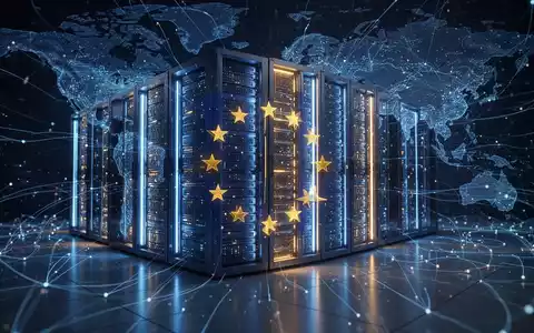Glühender Serverpark als Symbol für Europas digitale Unabhängigkeit vor globalen Datenströmen. - Foto: über boerse-global.de
