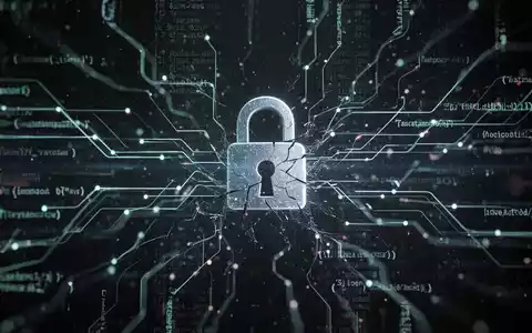 Stilisierte digitale Landschaft mit leuchtenden Datenströmen und einem teilweise zerbrochenen Vorhängeschloss-Symbol, das Datenlecks und Cybersicherheitsbedrohungen darstellt. - Foto: über boerse-global.de