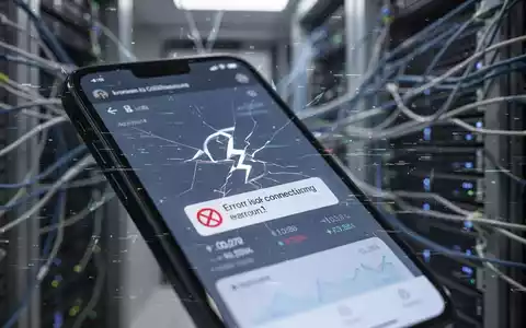 Smartphone mit Finanz-App zeigt Fehler an, symbolisiert technische Störungen bei Bankverbindungen und Finanzdiensten. - Foto: über boerse-global.de
