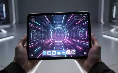 Nahaufnahme eines modernen Apple iPad Air 11 Zoll (2026) mit bunter, futuristischer Oberfläche, in Händen gehalten. - Foto: über boerse-global.de