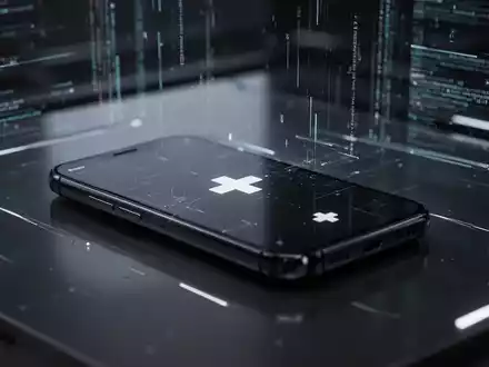 Schlankes, dunkles, datenschutzorientiertes Smartphone mit dezentem Schweizer Kreuz auf dem Bildschirm, in High-Tech-Umgebung mit digitalen Datenströmen. - Foto: über boerse-global.de